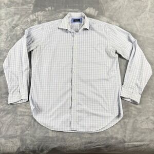 Esquire Mens Dress Shirt 16 1/2 34/35 Slim Fit Non‎ Iron Blue Plaid